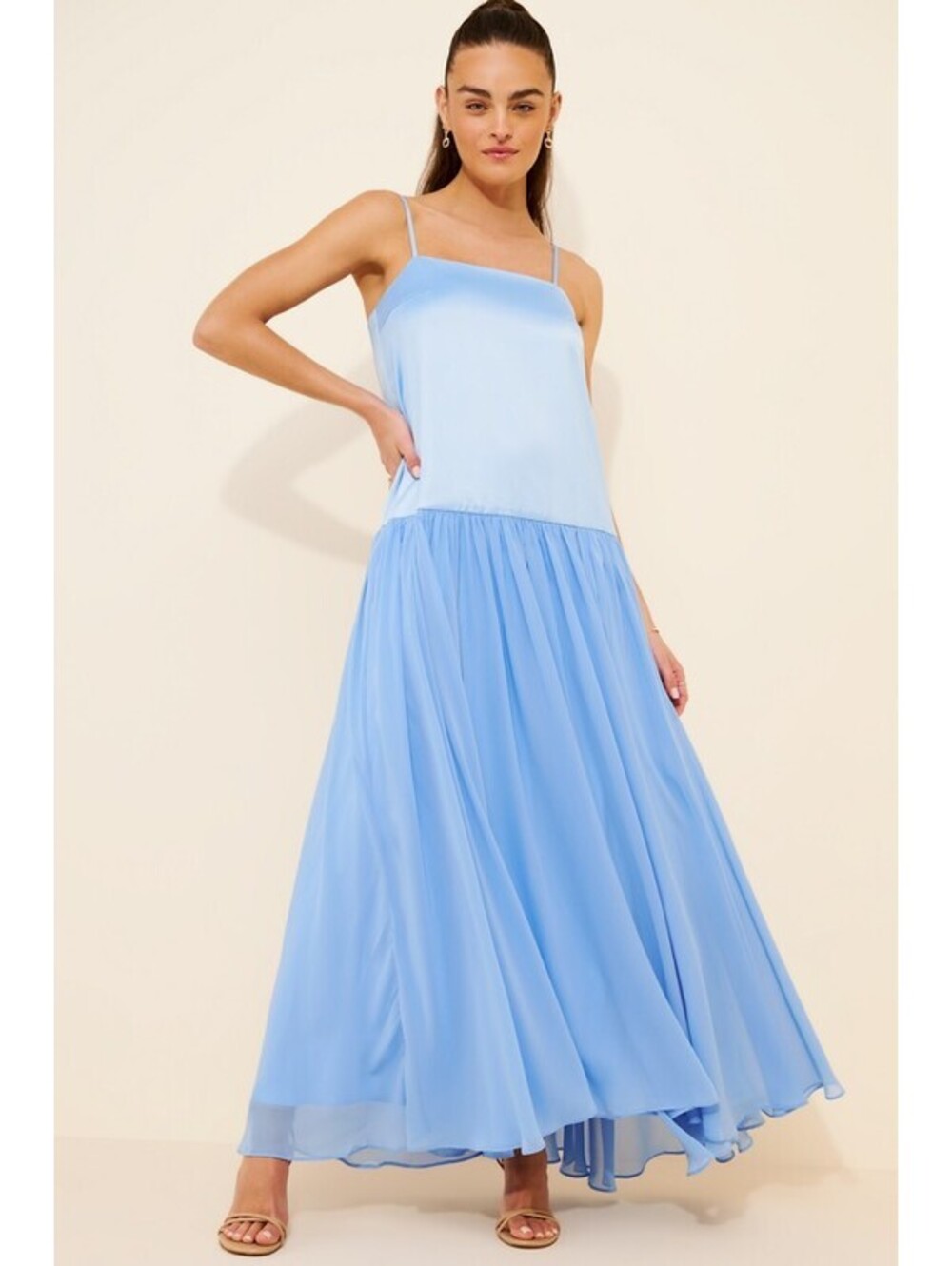 Anthropologie x French Connection - Light Blue Silky Maxi Dress, Size 10